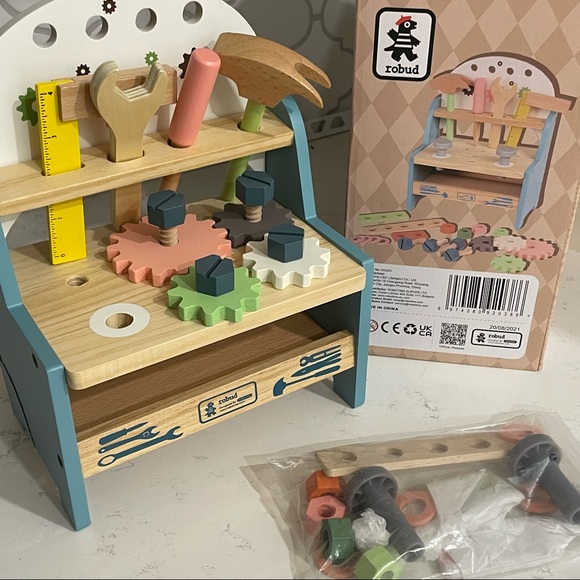 Varbertos Mini Tool Bench Toy Set for Kids Toddlers, Wooden Tool Workbench Set - Picture 8 of 12